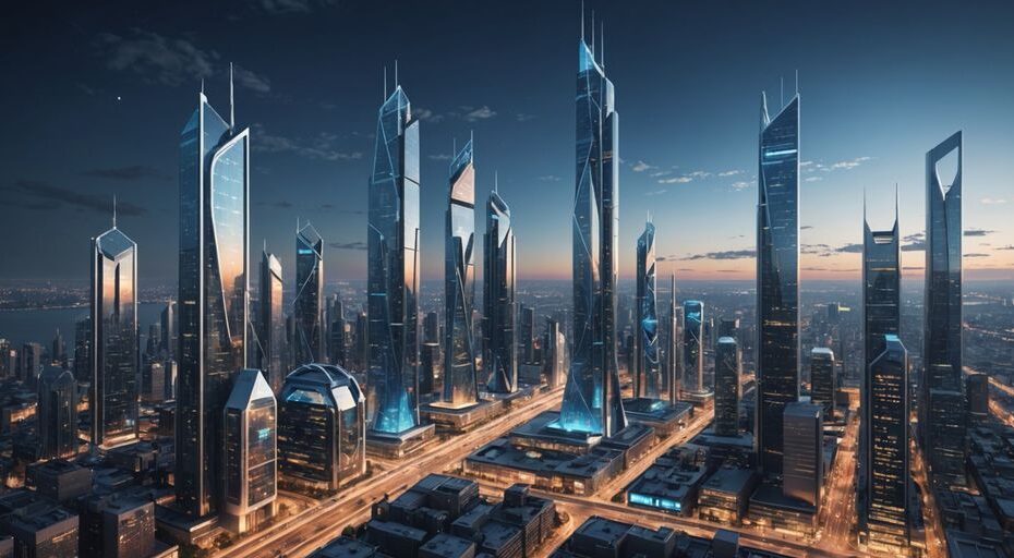 Futuristic city with advanced technology and connectivity